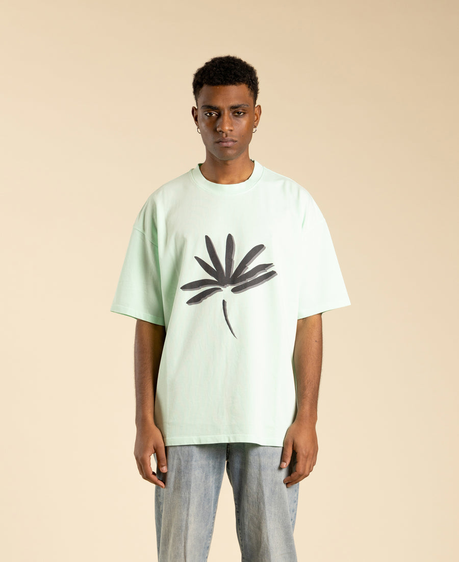 T-shirt in jersey di cotone con stampa - Verde