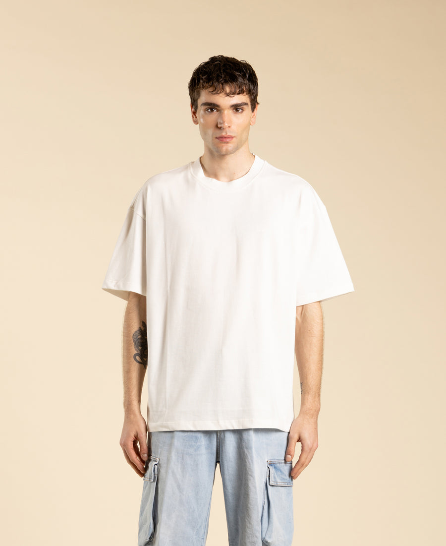 T-shirt oversize in jersey di cotone - Bianco