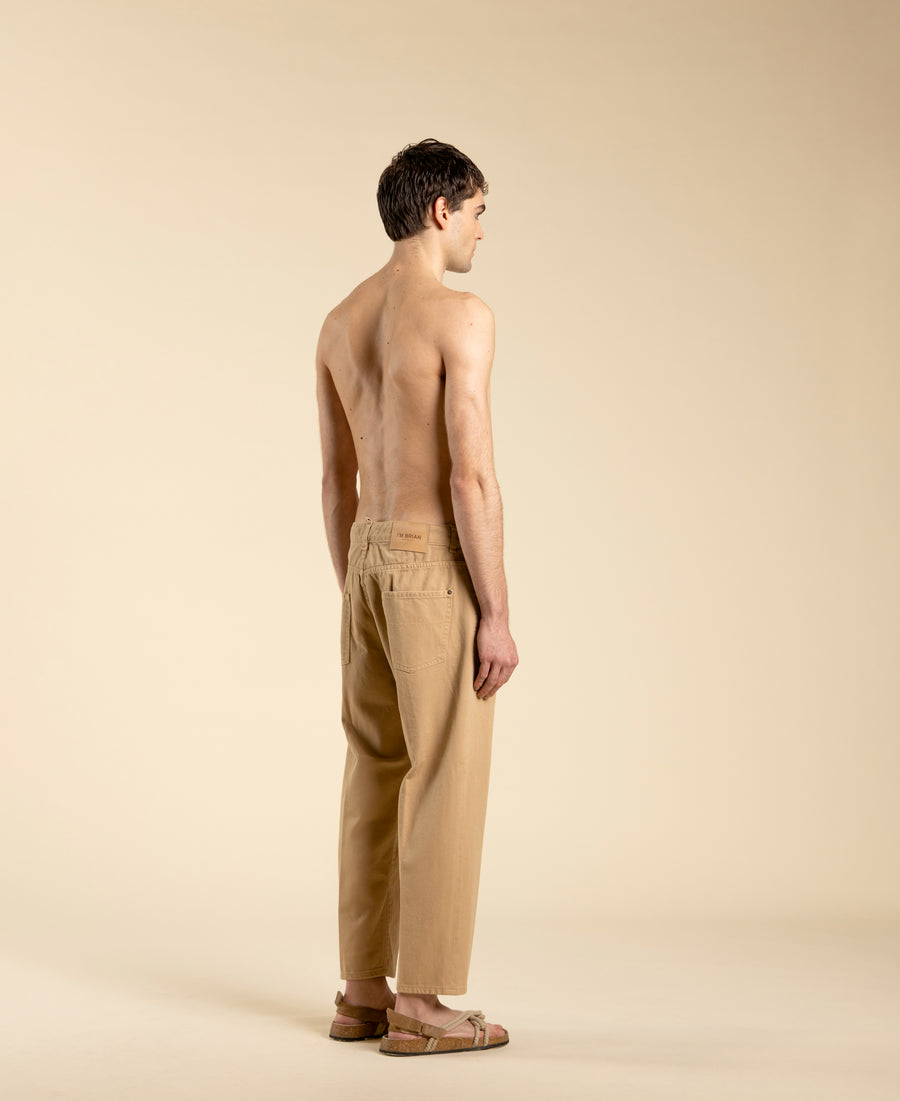 Jeans cropped in cotone denim - Beige