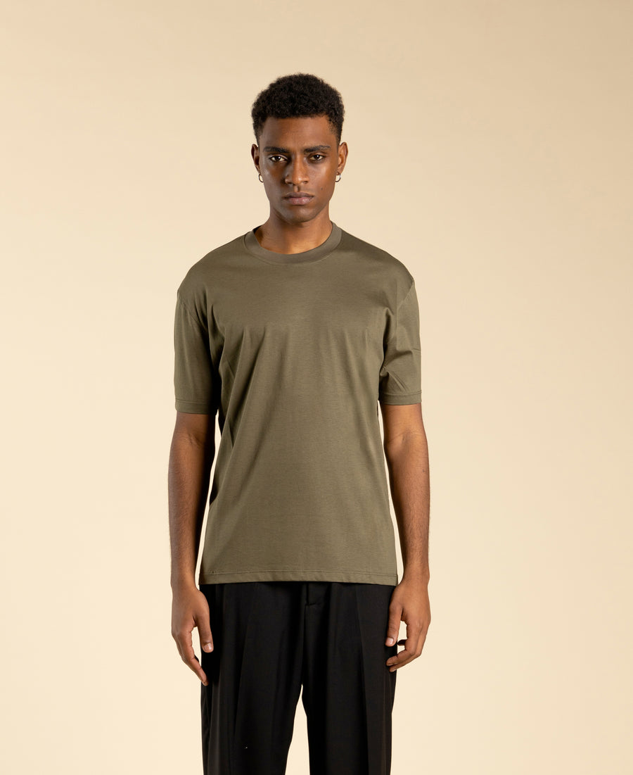 T-shirt in cotone modal mercerizzato - Verde militare