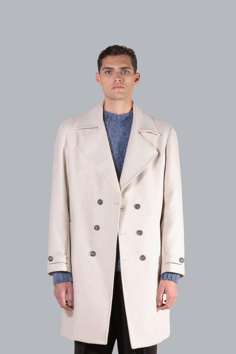 Cappotto in lana doppiopetto - Beige