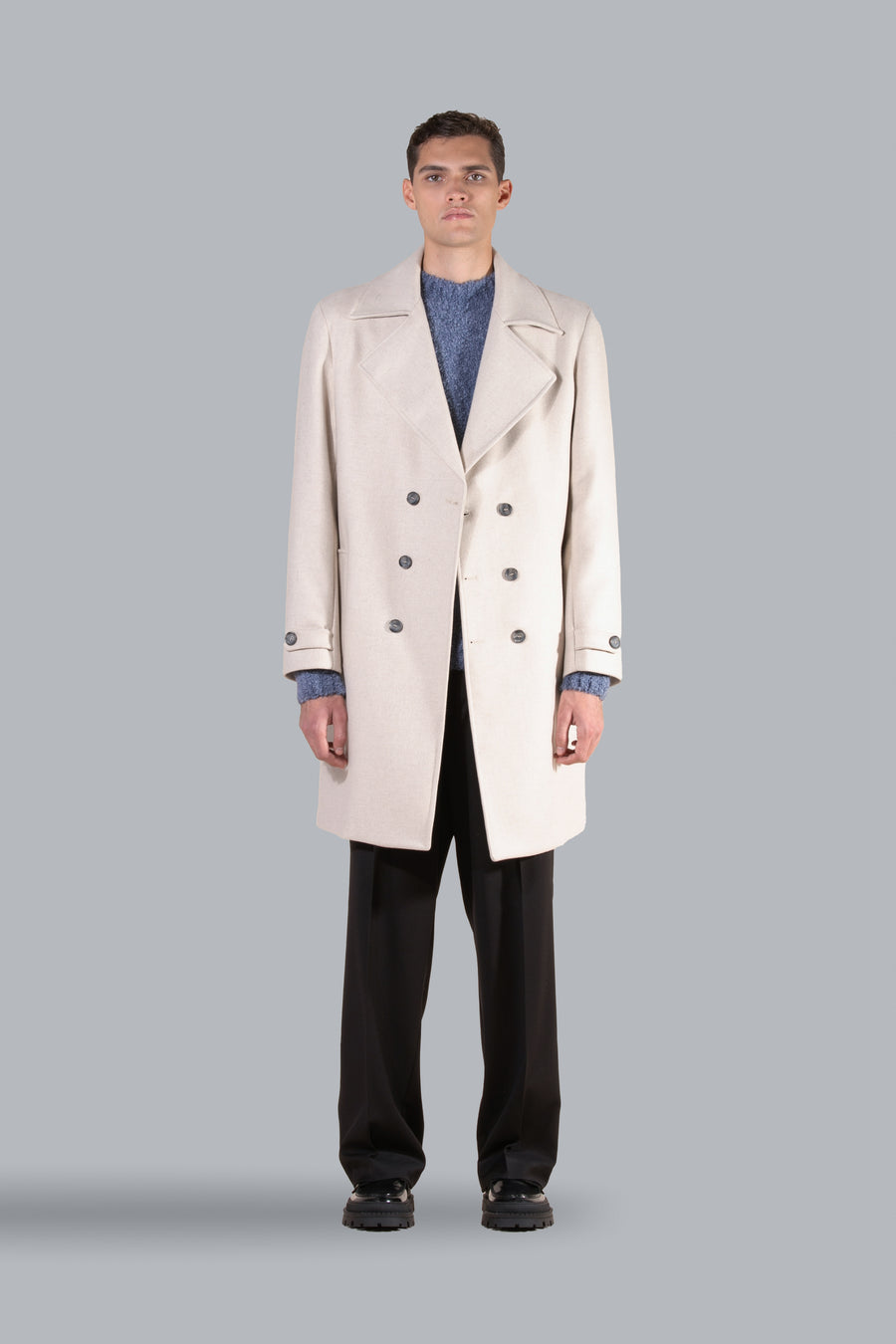 Cappotto in lana doppiopetto - Beige