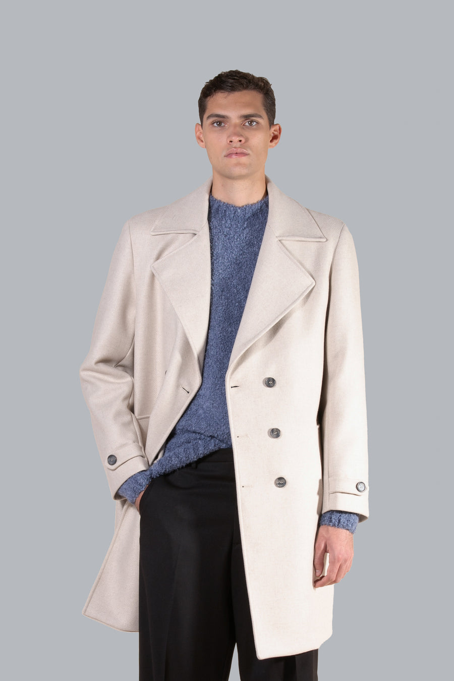 Cappotto in lana doppiopetto - Beige