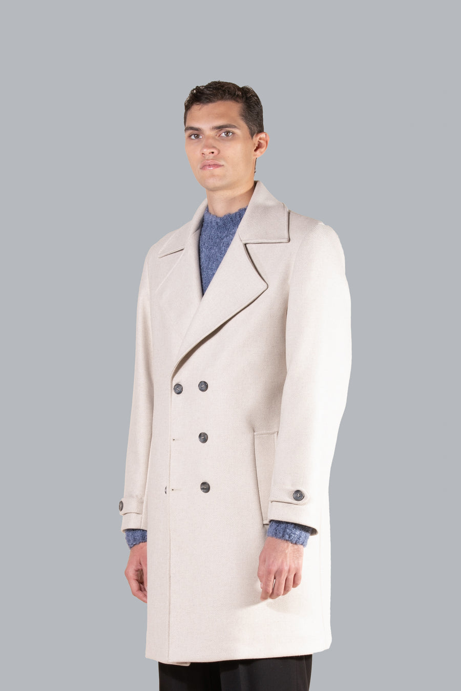 Cappotto in lana doppiopetto - Beige