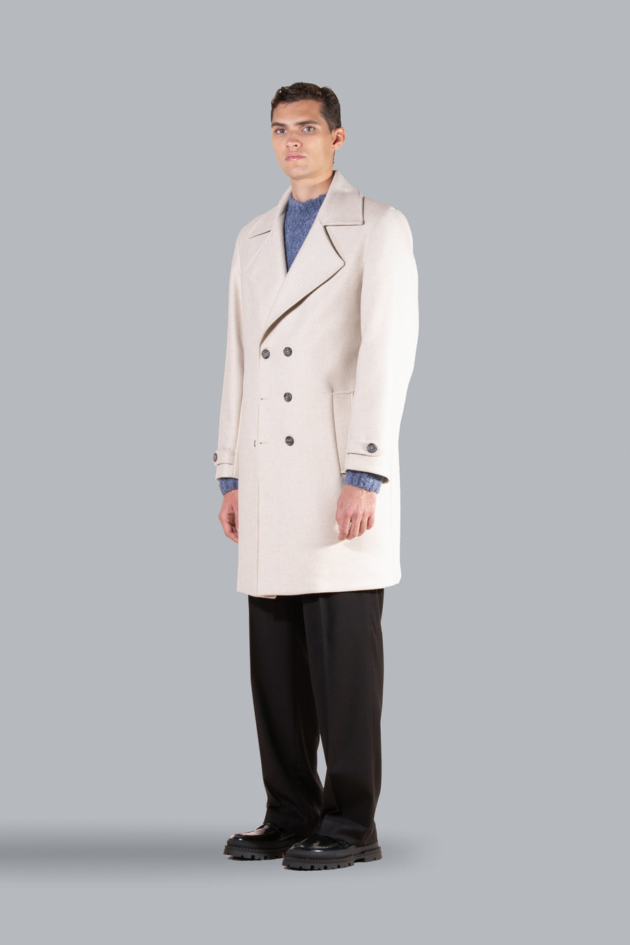 Cappotto in lana doppiopetto - Beige