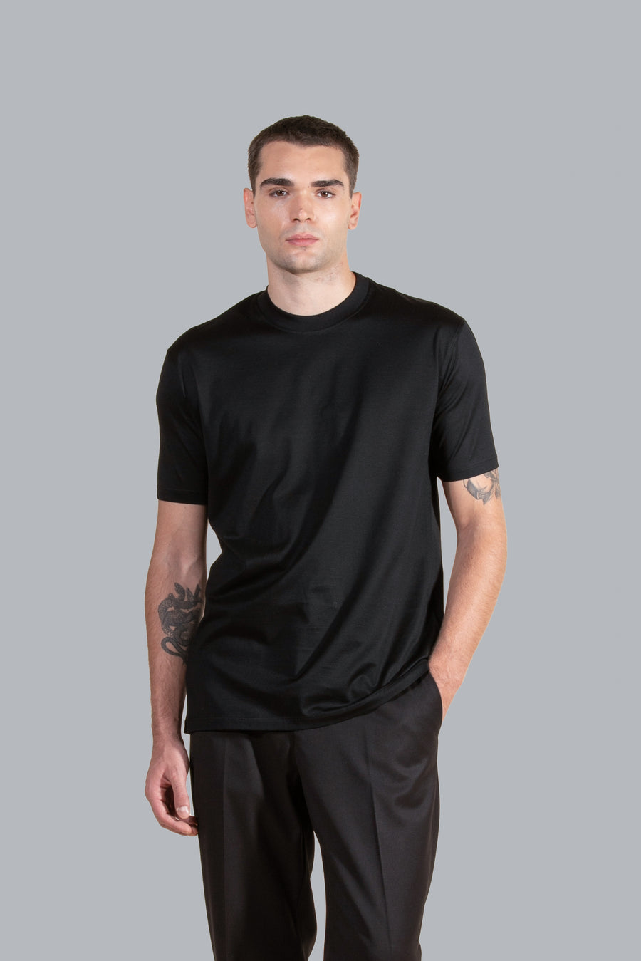 T-shirt in 100% filo di scozia - Nero