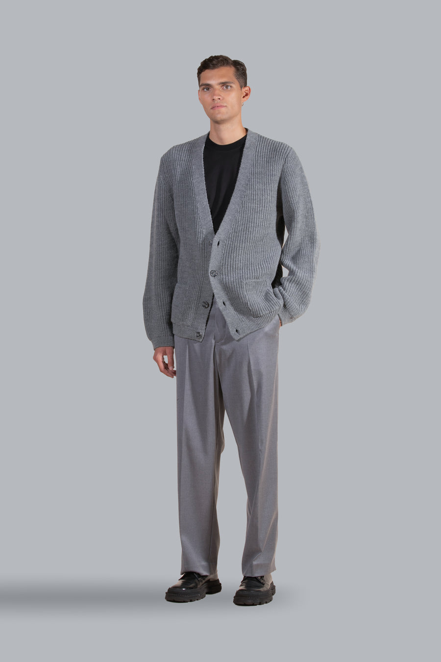 Cardigan a coste inglesi - Grigio