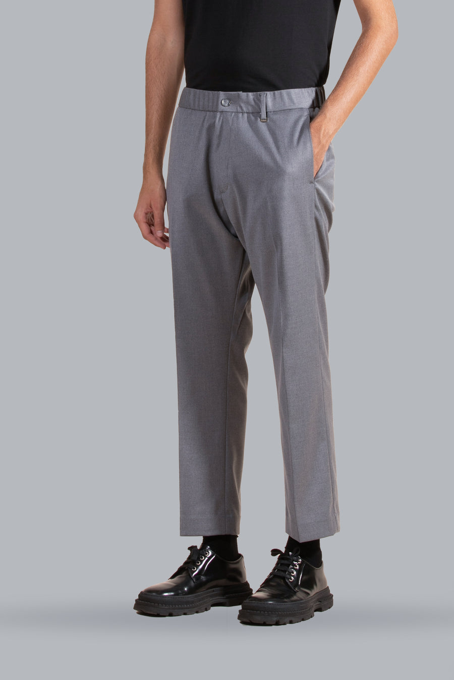 Pantalone con elastico regular fit - Grigio