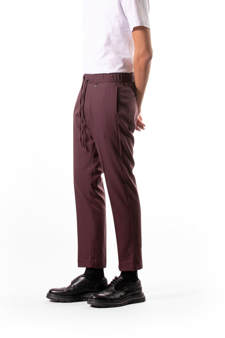 Pantalaccio regular fit in twill di viscosa - Bordeaux