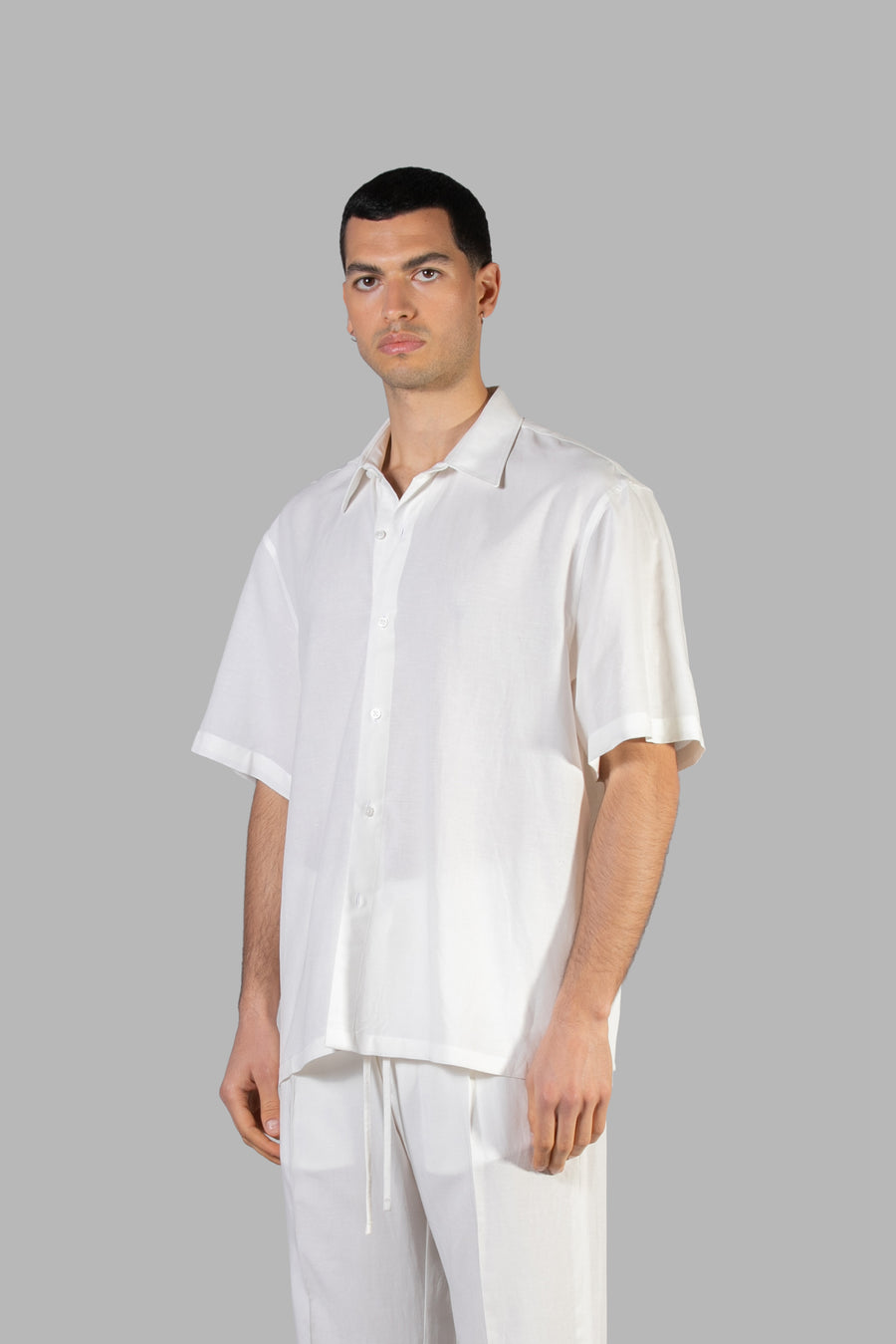 Camicia in viscosa lino - Bianco