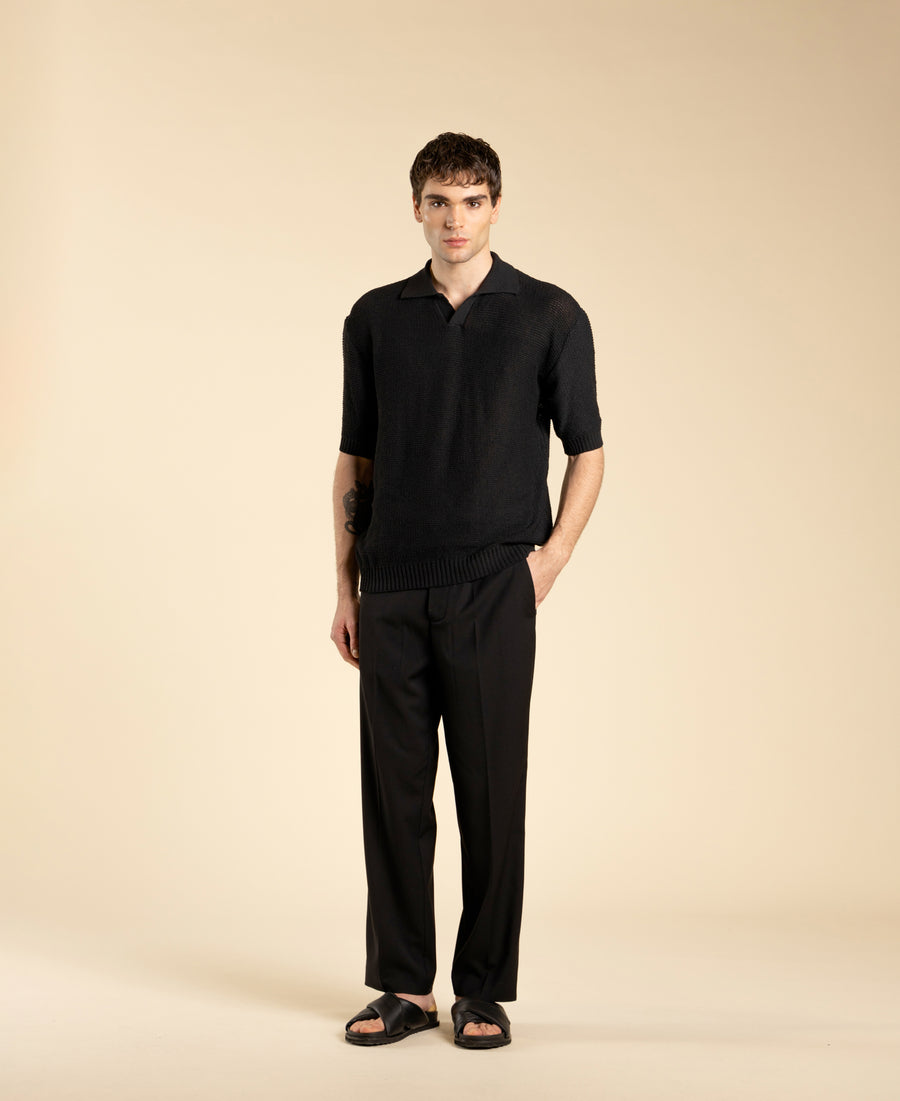 Polo regular fit in maglia - Nero