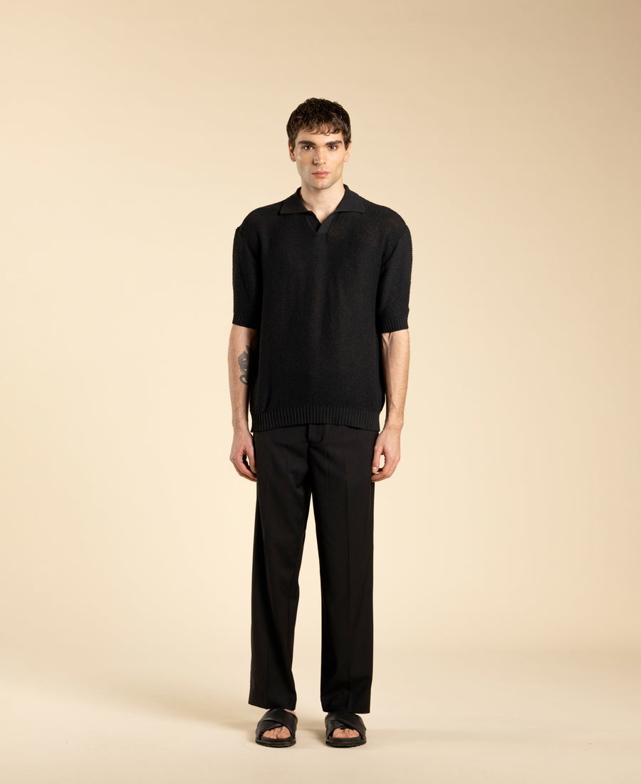 Polo regular fit in maglia - Nero