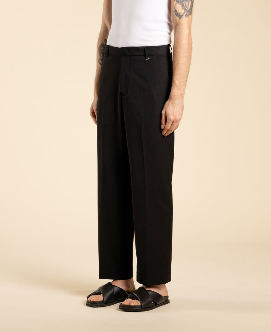 Pantalone cropped gamba dritta in poliviscosa - Nero