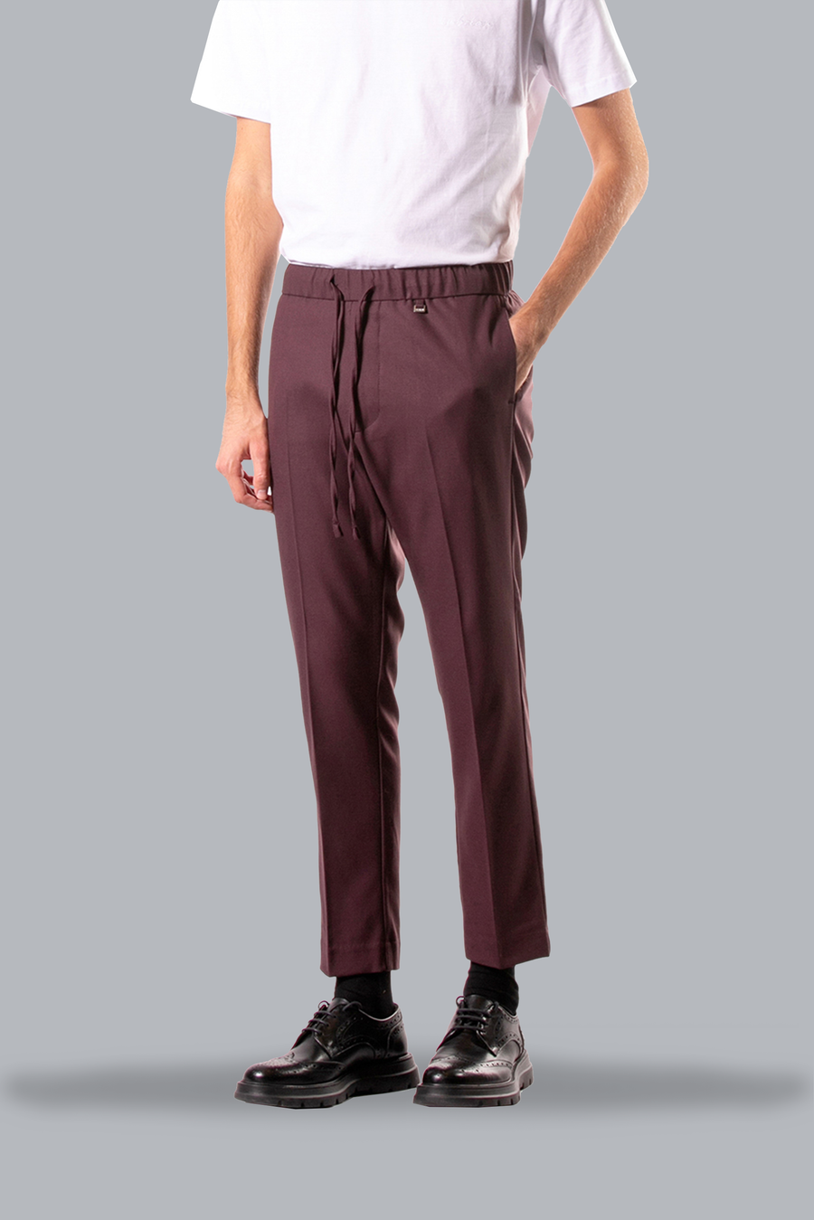 Pantalaccio regular fit in twill di viscosa - Bordeaux